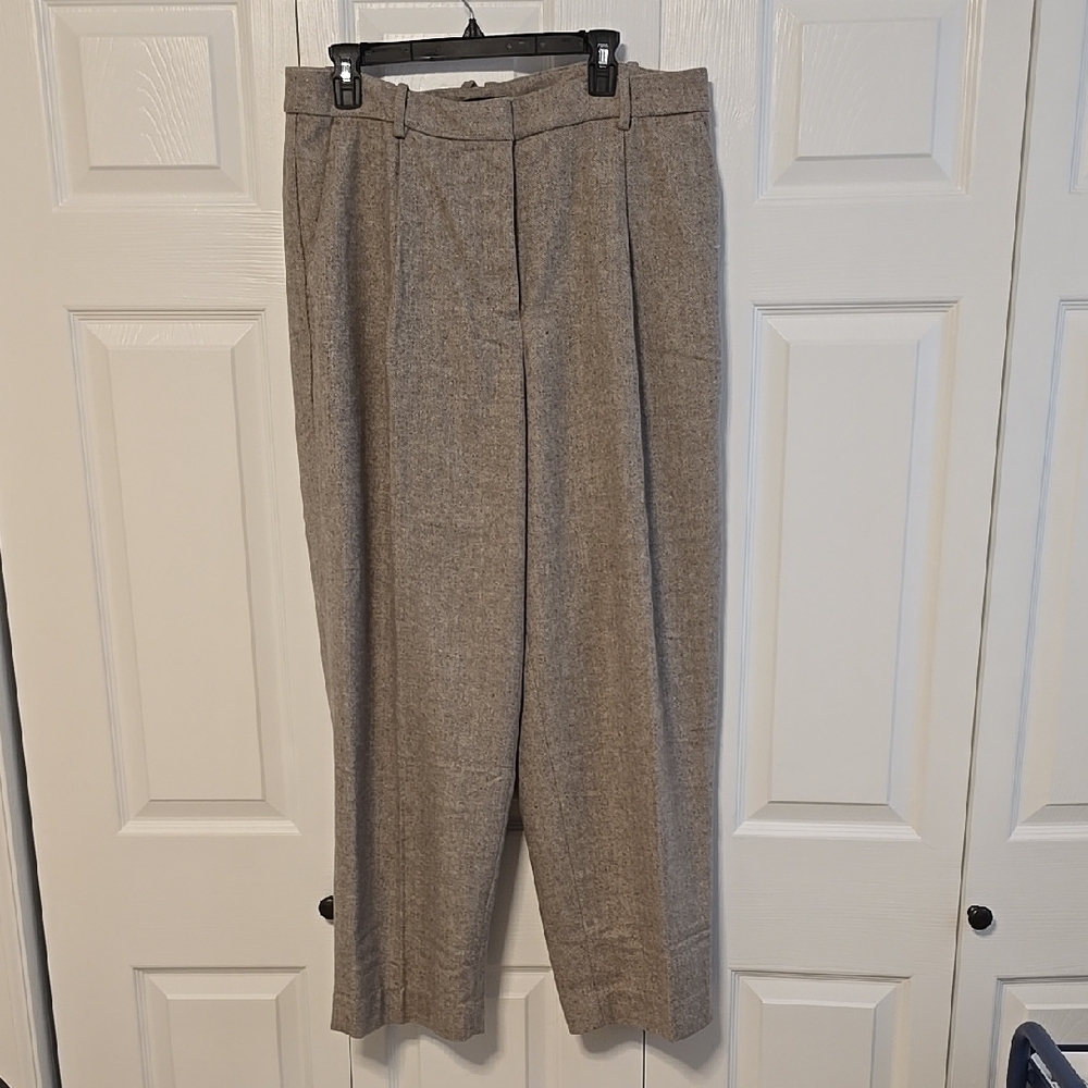 Banana Republic Tan Herringbone Wool Blend Trousers.